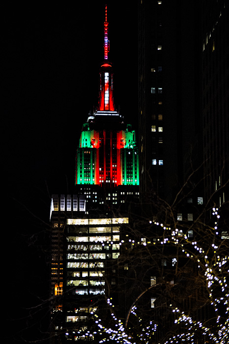 Empire State Building w/Christmas Colors