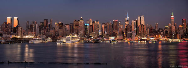 Manhattan Skyline Twilight Pano