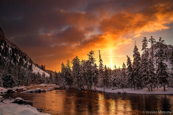 Wintery Sunrise on Madison River print